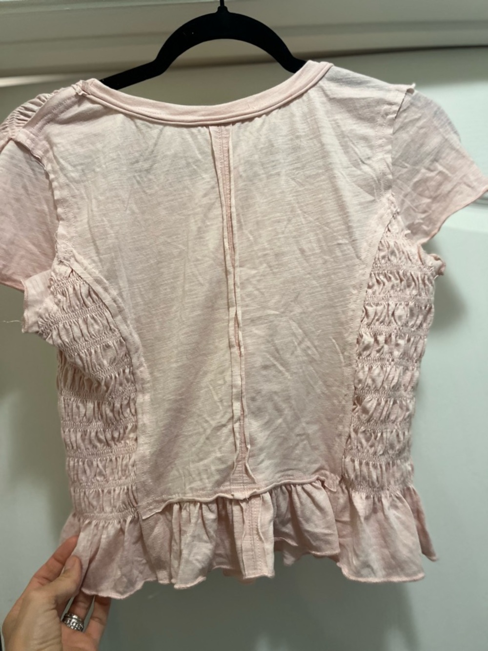 Smocked Light Pink Ruffle Hem Tee - Picture 4 of 4
